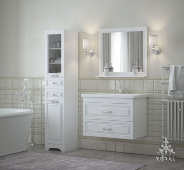 Зеркало с полкой Corozo Koral Каролина 70 14893 Белое