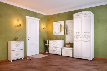Шкаф двухдверный комбинированный Олмеко Каролина Патина 30 Вудлайн кремовый Сандал белый