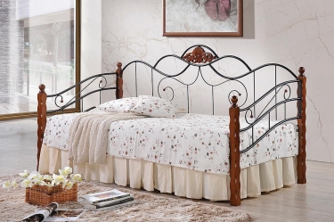 Кровать Tetchair CANZONA дерево гевея/металл, 90200 см Day bed, красный дуб/черный