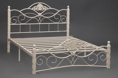 Кровать Tetchair CANZONA дерево гевея/металл, 140200 см Double bed, Белый butter white