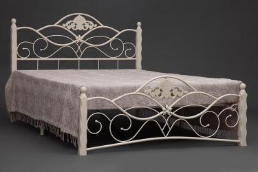 Кровать Tetchair CANZONA дерево гевея/металл, 140200 см Double bed, Белый butter white