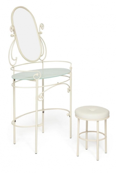 Столик туалетный Tetchair ALBERT столик/зеркало + пуф Античный белый Antique White