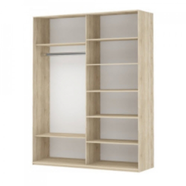 Шкаф-купе двухдверный Е1 Прайм 1400 ДСП/Белое стекло Венге