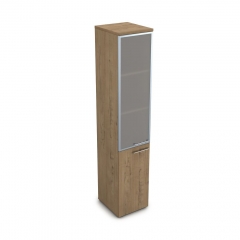 Пенал высокий со стеклом левый ALSAV GLOSS LINE 9НП.005.19Л Teakwood
