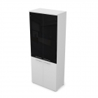 Шкаф высокий со стеклом ALSAV GLOSS LINE 9НШ.005.22 Белый Премиум