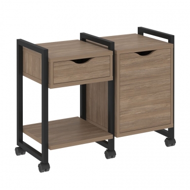 Тумба на колесных опорах наборная. Вариант 3 Рива LOFT VR.L-TN-3.K Металл черный Дуб Аризона
