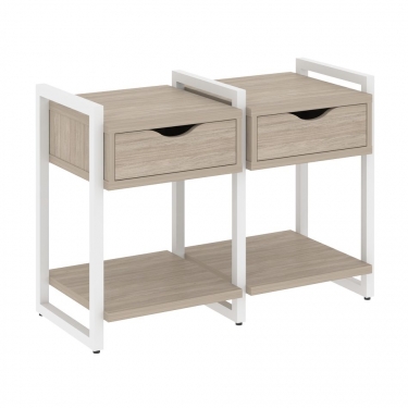 Тумба на регулируемых опорах наборная. Вариант 1 Рива LOFT VR.L-TN-1.O Металл белый Дуб Аттик
