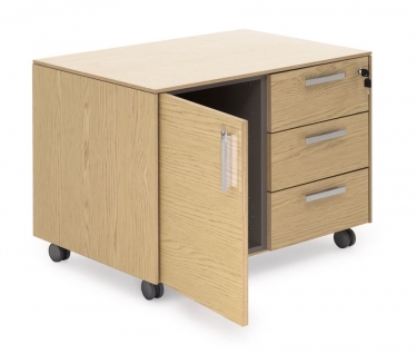 Тумба 3 ящика, 1 дверь Profoffice EXE 101 502 OAK 07 Дуб светлый Хром