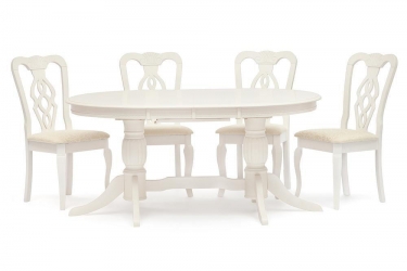 Стол обеденный Tetchair LORENZO Лоренцо дерево гевея/мдф, 160+46x107x76 cm, pure white 402