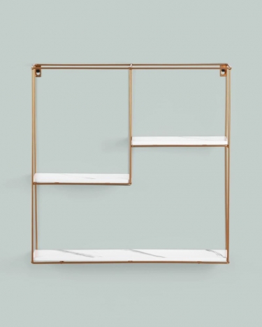 Полка Stool Group Square золотая Белый мрамор