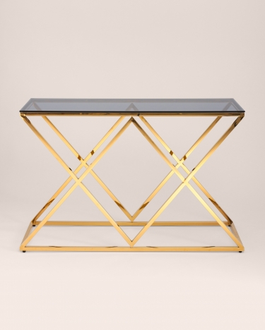 Консоль Stool Group ИНСИГНИЯ 120x40 Золото стекло smoke
