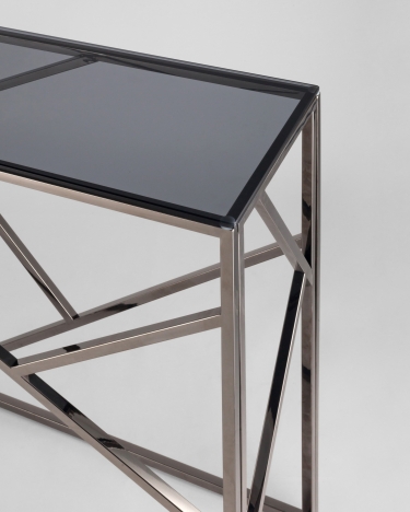 Консоль Stool Group АРТ ДЕКО 115x30 Темный хром стекло smoke