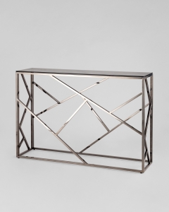 Консоль Stool Group АРТ ДЕКО 115x30 Темный хром стекло smoke
