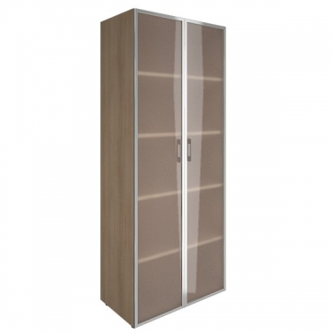 Шкаф книжный со стеклом в раме Lacobel без топа Рива YALTA LT-ST 1.10R black Снежная Патина