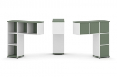 Надставка на стол низкая двухсторонняя + задняя стенка 5 шт. + распашной фасад 5 шт. Рива CONCEPT CN.DNN-007 Кобо Белый бриллиант Белый металл