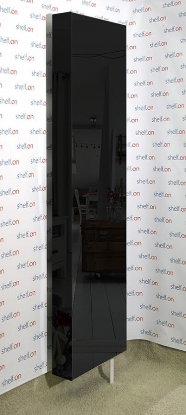 Поворотный шкаф Shelf-on в черном глянцевом стекле Драйв Шелф правый Беленый дуб