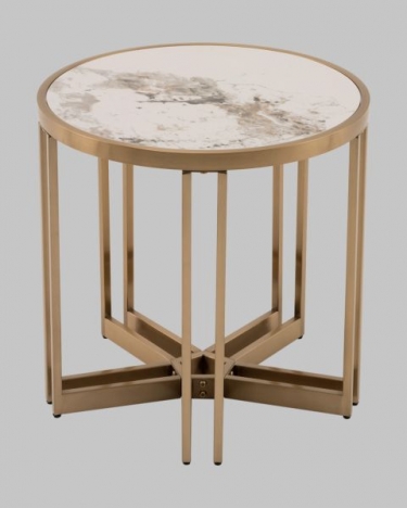 Журнальный столик Stool Group Алиада 55х55 см светлая керамика сталь шампань