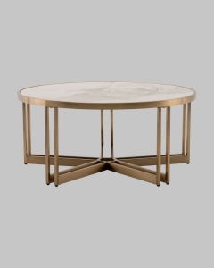 Журнальный столик Stool Group Алиада 90х90 см светлая керамика сталь шампань
