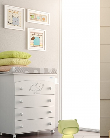 Комод Micuna Micuna Sweet Bear пеленальный B-970 white матрасик stars grey