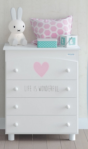 Комод Micuna Micuna Wonderful пеленальный B-970 white/pink hearts