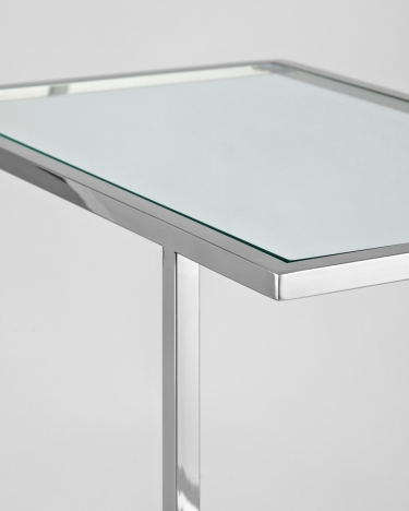 Журнальный столик Stool Group Бостон 50x32 Серебро стекло прозрачное