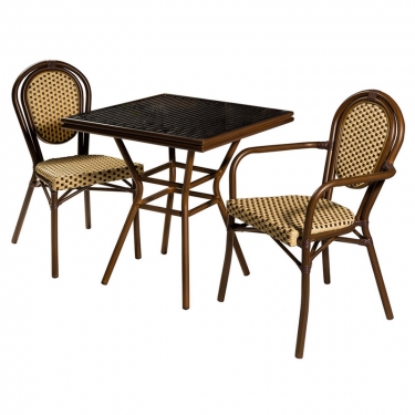 Стол R-home Патонг Glass Rattan 70x70
