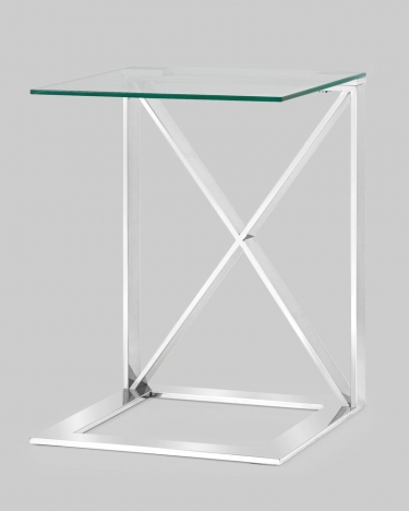 Журнальный стол Stool Group КРОСС 40x40 Серебро