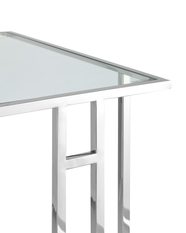 Журнальный столик Stool Group Бостон 50x32 Серебро стекло прозрачное