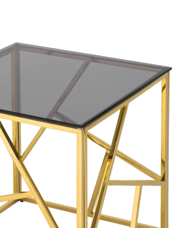 Журнальный столик Stool Group АРТ ДЕКО 55x55 Золото стекло smoke
