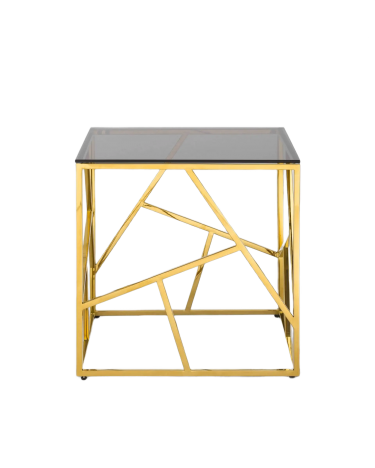 Журнальный столик Stool Group АРТ ДЕКО 55x55 Золото стекло smoke