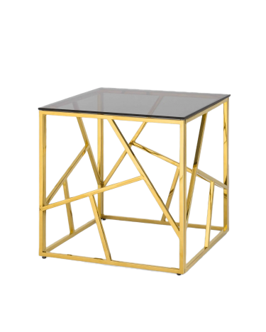 Журнальный столик Stool Group АРТ ДЕКО 55x55 Золото стекло smoke