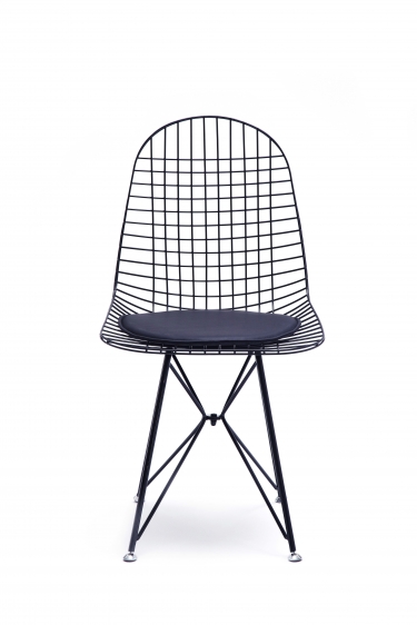 Стул обеденный Stool Group Eiffel из металла цвет черный с подушкой из черной экокожи