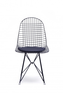 Стул обеденный Stool Group Eiffel из металла цвет черный с подушкой из черной экокожи