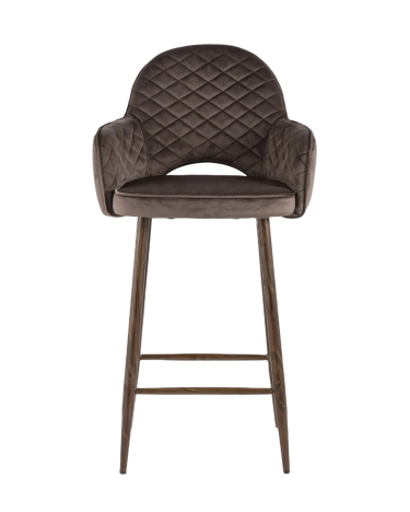 Стул полубарный Stool Group Венера диамант велюр коричневый ножки металл под дерево