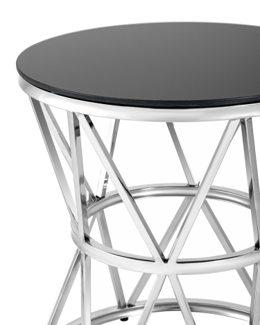 Журнальный стол Stool Group ВИВА 50x50 Серебро стекло черное
