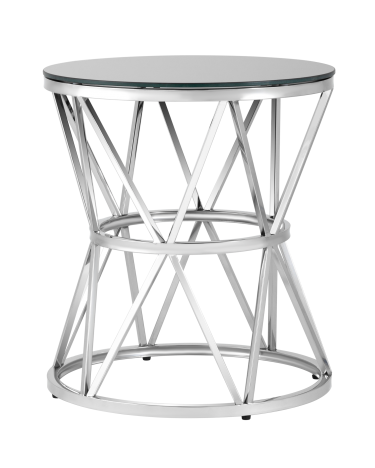 Журнальный стол Stool Group ВИВА 50x50 Серебро стекло черное