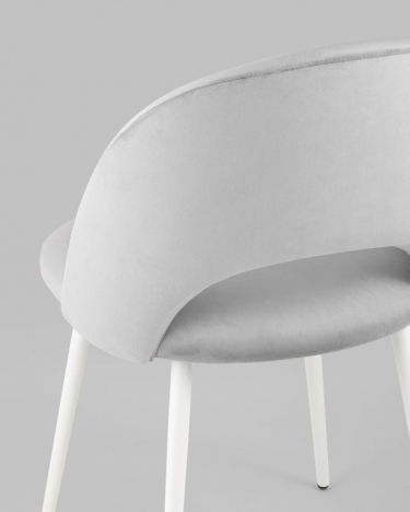 Стул Stool Group Меган велюр белые ножки Светло-серый