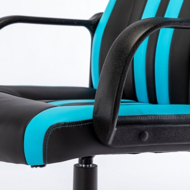 Кресло компьютерное BRABIX BRABIX Stripe GM-202 экокожа Черный-голубой