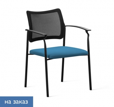 Кресло на черных опорах, с подлокотниками Profoffice Pinko Mesh 4legs black SLW 50 Arms Голубой Черный
