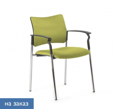 Кресло обитое, на опорах, с подлокотниками Profoffice Pinko UPH 4legs Kiton 08 Arm Зеленый Черный Хром