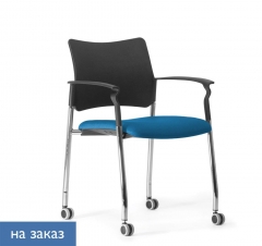 Кресло на колесах, с подлокотниками Profoffice Pinko plastic cast SLW 58 Arms Голубой Черный Хром