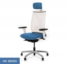 Кресло с подголовником Profoffice DION W Mesh W 870 1DW alum SLW 58 headrest Голубой Белый Хром