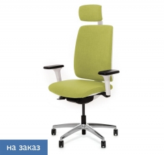 Кресло с подголовником Profoffice DION W 870 1DW alum Kiton 08 headrest Зеленый Белый Хром
