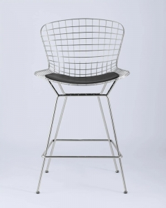 Стул полубарный с низкой спинкой Stool Group Bertoia хром Черный
