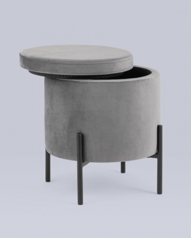 Пуф Stool Group Грейс с ящиком велюр Серый