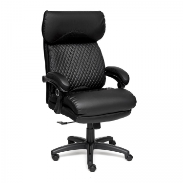 Кресло Tetchair CHIEF кож/зам/ткань, черный/черный стеганный/черный, 36-6/36-6/11