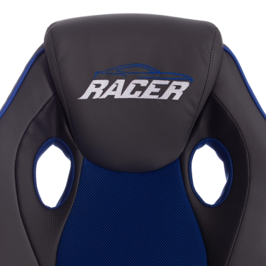 Кресло Tetchair RACER кож/зам/ткань, металлик/синий, 36/10