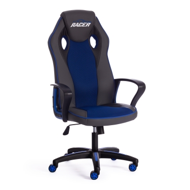 Кресло Tetchair RACER кож/зам/ткань, металлик/синий, 36/10
