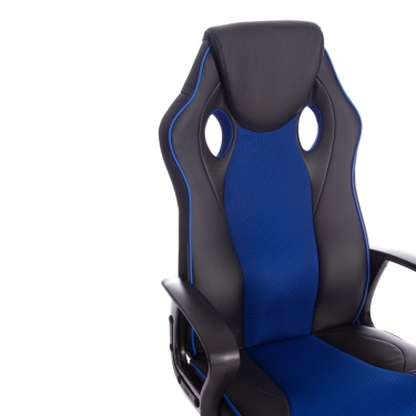Кресло Tetchair RACER BE кож/зам/ткань, черный/синий, 36-6/10