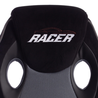 Кресло Tetchair RACER флок/ткань, черный/серый, 35/TW-12/карбон